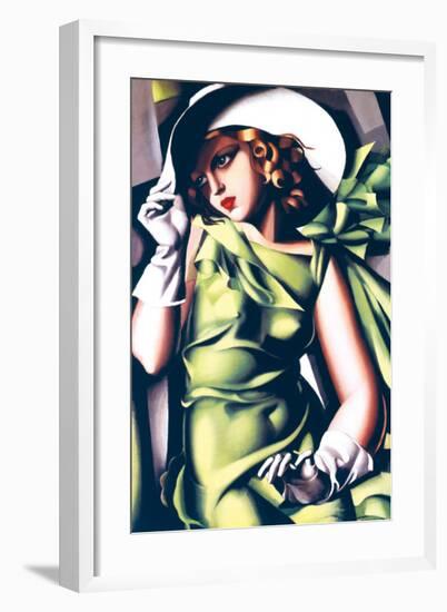 Jeune Fille en Vert-Tamara de Lempicka-Framed Premium Giclee Print