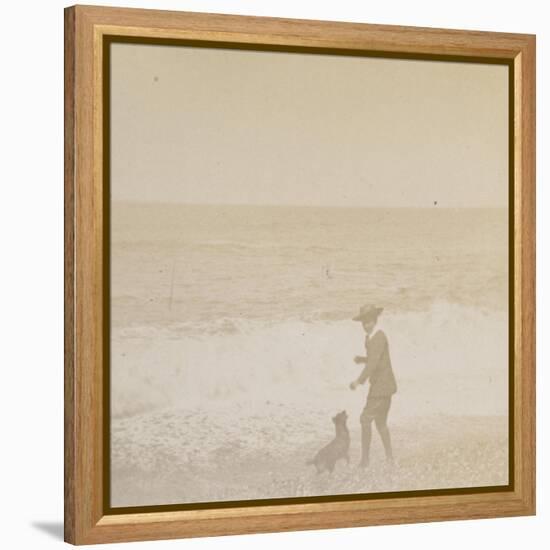 Jeune garçon et un chien face à la mer-Alexandre-Gustave Eiffel-Framed Premier Image Canvas