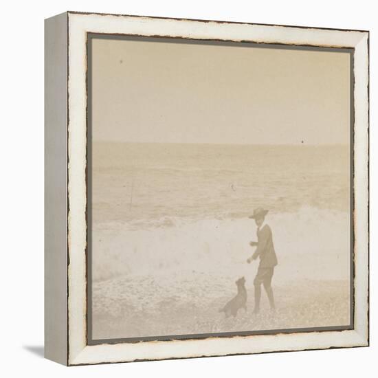 Jeune garçon et un chien face à la mer-Alexandre-Gustave Eiffel-Framed Premier Image Canvas