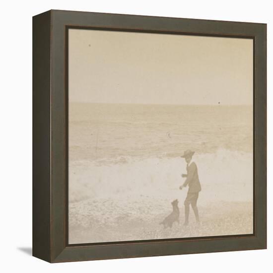 Jeune garçon et un chien face à la mer-Alexandre-Gustave Eiffel-Framed Premier Image Canvas