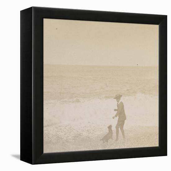 Jeune garçon et un chien face à la mer-Alexandre-Gustave Eiffel-Framed Premier Image Canvas