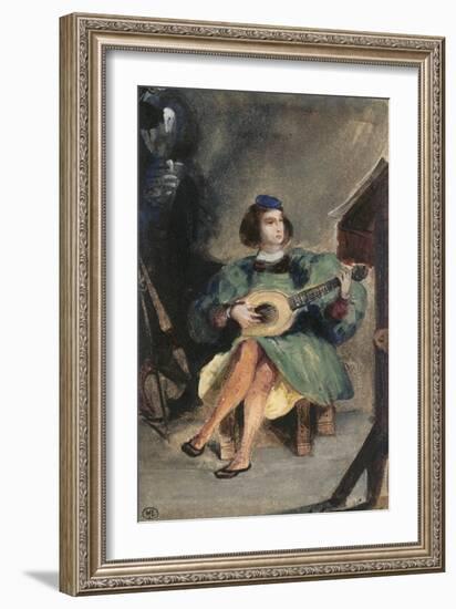 Jeune guitariste en costume italien de la Renaissance-Eugene Delacroix-Framed Giclee Print