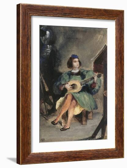 Jeune guitariste en costume italien de la Renaissance-Eugene Delacroix-Framed Giclee Print