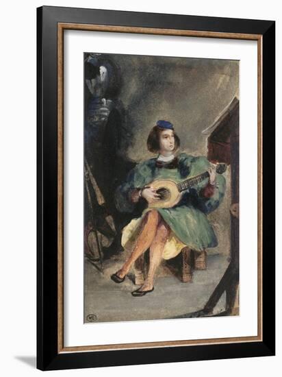 Jeune guitariste en costume italien de la Renaissance-Eugene Delacroix-Framed Giclee Print