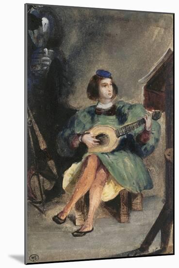 Jeune guitariste en costume italien de la Renaissance-Eugene Delacroix-Mounted Giclee Print