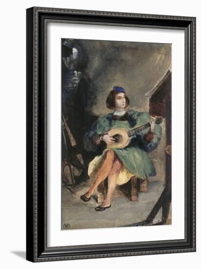 Jeune guitariste en costume italien de la Renaissance-Eugene Delacroix-Framed Giclee Print