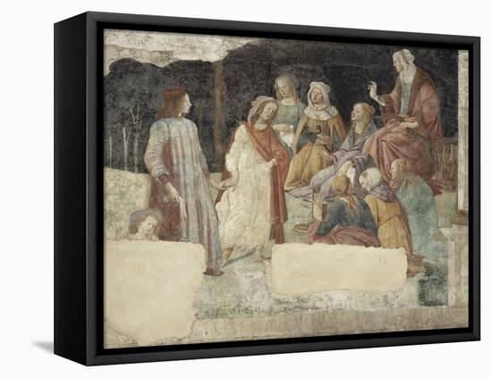 Jeune homme devant l'Assemblée des Arts Libéraux-Sandro Botticelli-Framed Premier Image Canvas