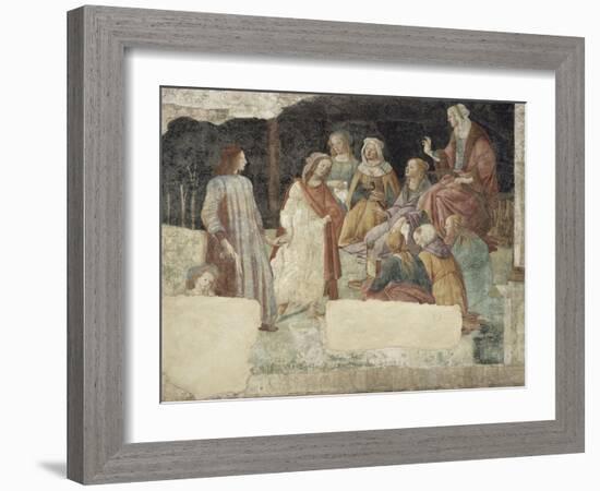 Jeune homme devant l'Assemblée des Arts Libéraux-Sandro Botticelli-Framed Giclee Print