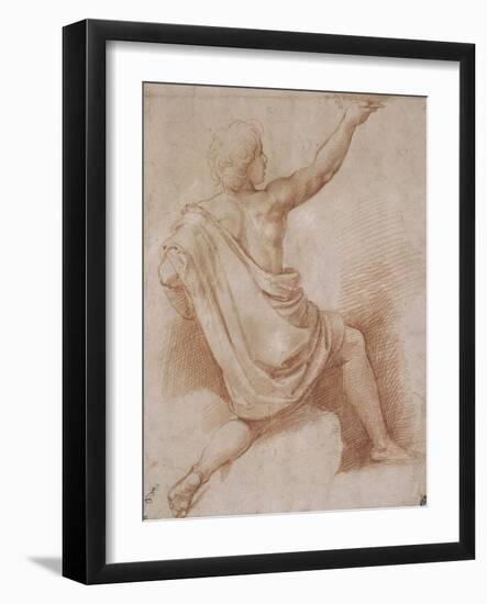 Jeune homme drapé, à demi agenouillé, vu de dos, présentant une coupe-Raffaello Sanzio-Framed Giclee Print