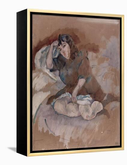 Jeune Italienne assise-Jules Pascin-Framed Premier Image Canvas