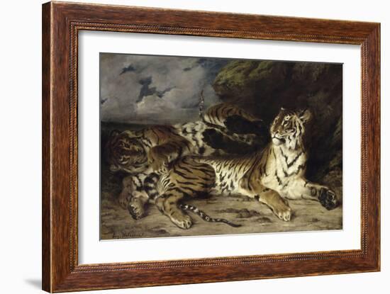 Jeune tigre jouant avec sa mère-Eugene Delacroix-Framed Giclee Print