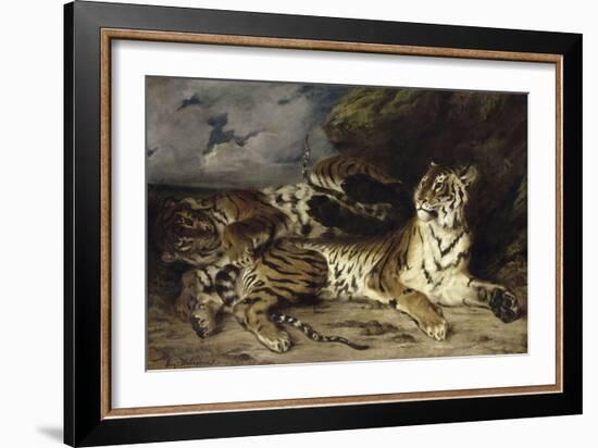 Jeune tigre jouant avec sa mère-Eugene Delacroix-Framed Giclee Print