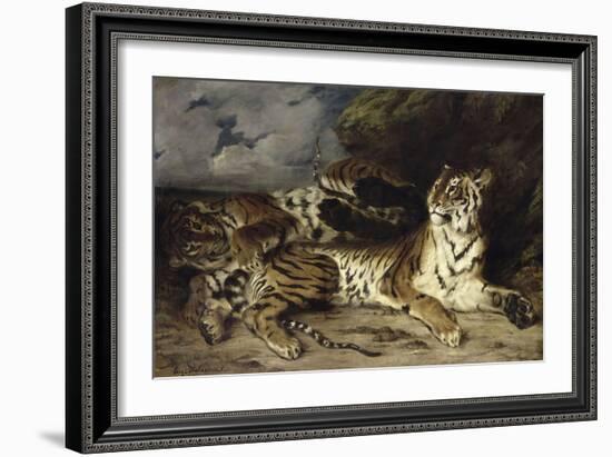 Jeune tigre jouant avec sa mère-Eugene Delacroix-Framed Premium Giclee Print