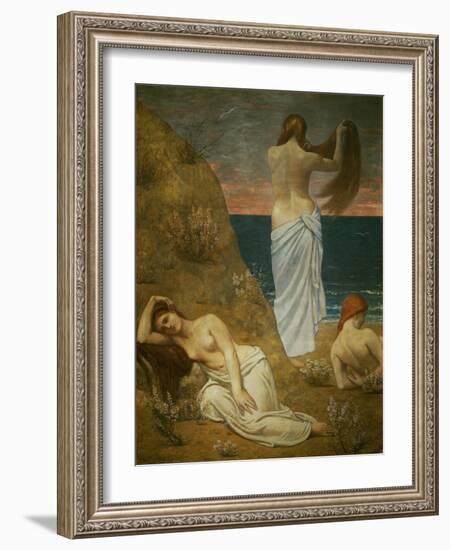 Jeunes filles au bord de la mer. Young women at the sea-shore. Oil on canvas, 61 x 47 cm RF 2015.-Pierre Puvis de Chavannes-Framed Giclee Print