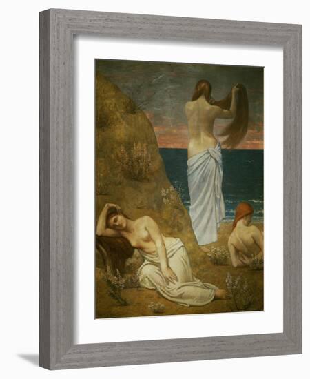 Jeunes filles au bord de la mer. Young women at the sea-shore. Oil on canvas, 61 x 47 cm RF 2015.-Pierre Puvis de Chavannes-Framed Giclee Print