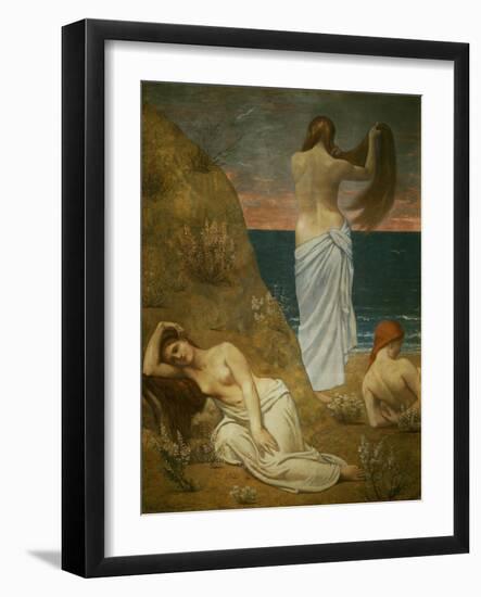 Jeunes filles au bord de la mer. Young women at the sea-shore. Oil on canvas, 61 x 47 cm RF 2015.-Pierre Puvis de Chavannes-Framed Giclee Print