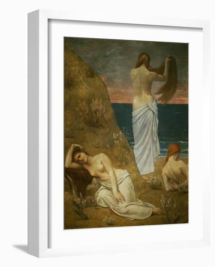 Jeunes filles au bord de la mer. Young women at the sea-shore. Oil on canvas, 61 x 47 cm RF 2015.-Pierre Puvis de Chavannes-Framed Giclee Print