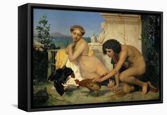 Jeuns Grecs faisant battre des coqs-Young Greeks with fighting cocks-Jean-Leon Gerome-Framed Premier Image Canvas