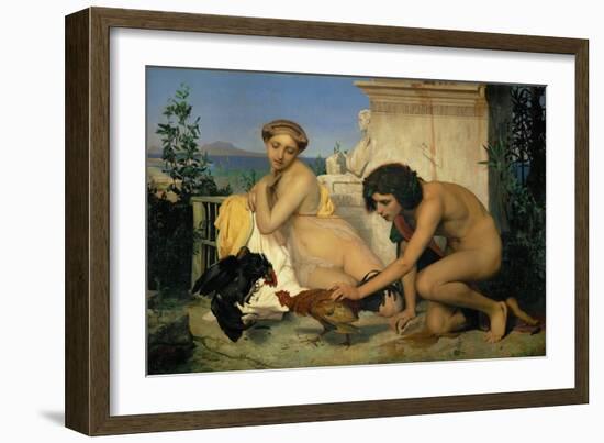 Jeuns Grecs faisant battre des coqs-Young Greeks with fighting cocks-Jean-Leon Gerome-Framed Giclee Print