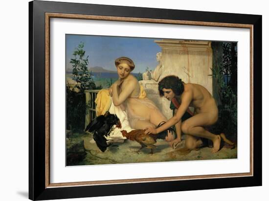Jeuns Grecs faisant battre des coqs-Young Greeks with fighting cocks-Jean-Leon Gerome-Framed Giclee Print