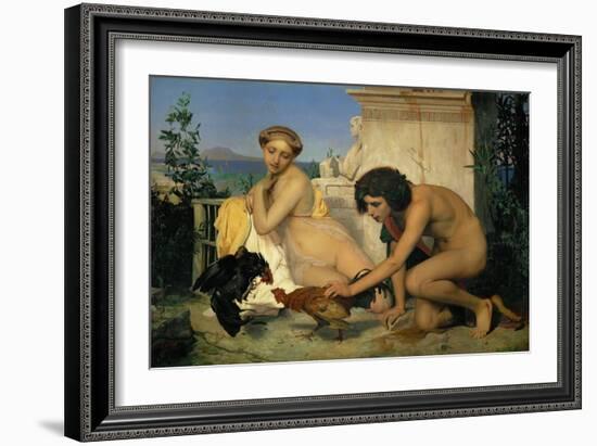 Jeuns Grecs faisant battre des coqs-Young Greeks with fighting cocks-Jean-Leon Gerome-Framed Giclee Print