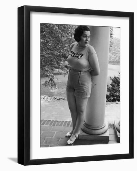 Jewel Mau Claire, a Full Figured Client, Resting on a Porch at Rose Dor Farms, a Weight Loss Camp-Alfred Eisenstaedt-Framed Photographic Print