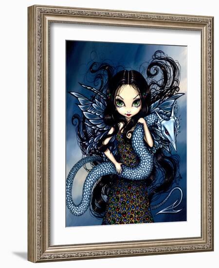 Jewele - a Jeweled Fairy with her Dragon-Jasmine Becket-Griffith-Framed Art Print