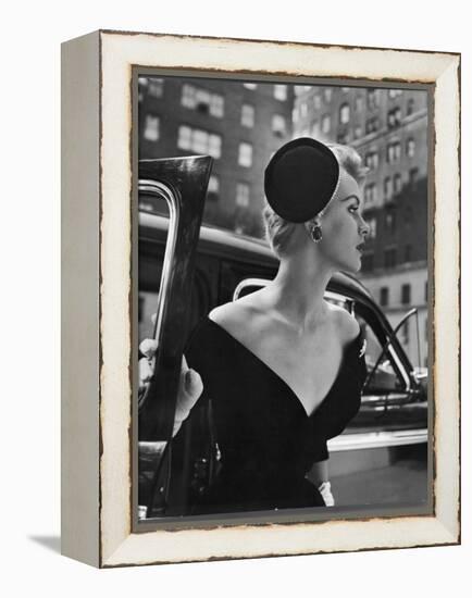 Jeweled Stay Put Cocktail Hat at Reckless Angle-Nina Leen-Framed Premier Image Canvas