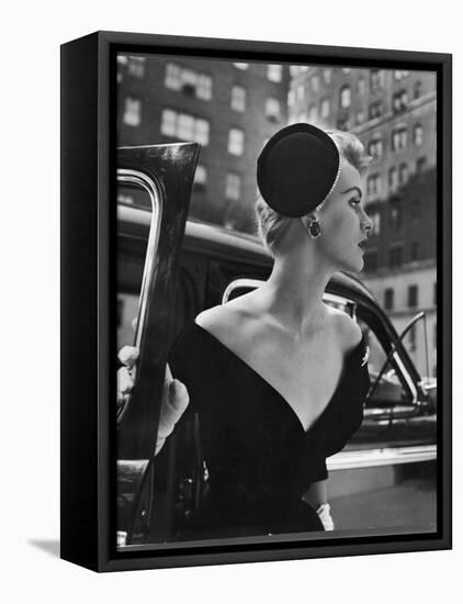 Jeweled Stay Put Cocktail Hat at Reckless Angle-Nina Leen-Framed Premier Image Canvas