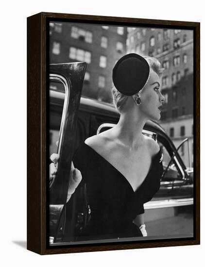 Jeweled Stay Put Cocktail Hat at Reckless Angle-Nina Leen-Framed Premier Image Canvas