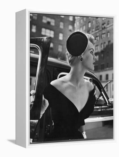 Jeweled Stay Put Cocktail Hat at Reckless Angle-Nina Leen-Framed Premier Image Canvas