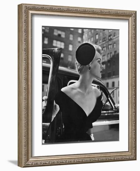 Jeweled Stay Put Cocktail Hat at Reckless Angle-Nina Leen-Framed Photographic Print