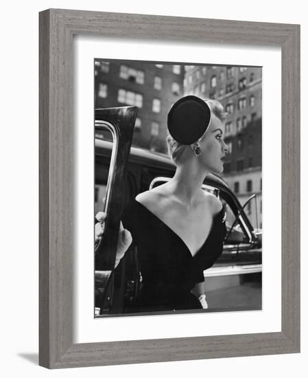 Jeweled Stay Put Cocktail Hat at Reckless Angle-Nina Leen-Framed Photographic Print