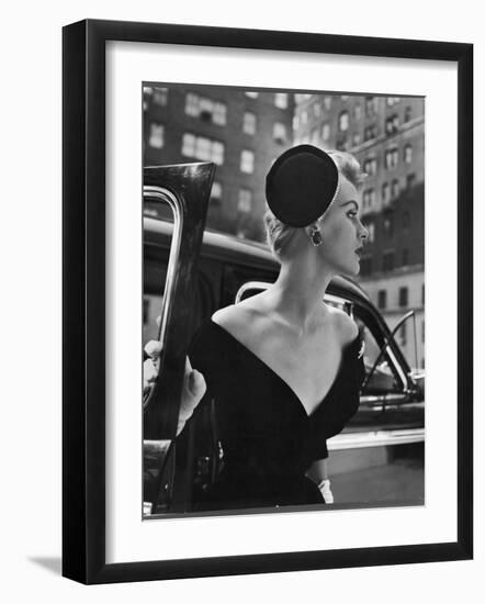 Jeweled Stay Put Cocktail Hat at Reckless Angle-Nina Leen-Framed Photographic Print