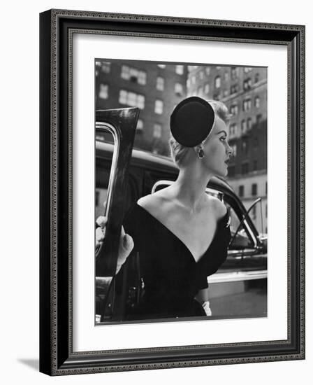 Jeweled Stay Put Cocktail Hat at Reckless Angle-Nina Leen-Framed Photographic Print