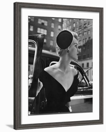 Jeweled Stay Put Cocktail Hat at Reckless Angle-Nina Leen-Framed Photographic Print