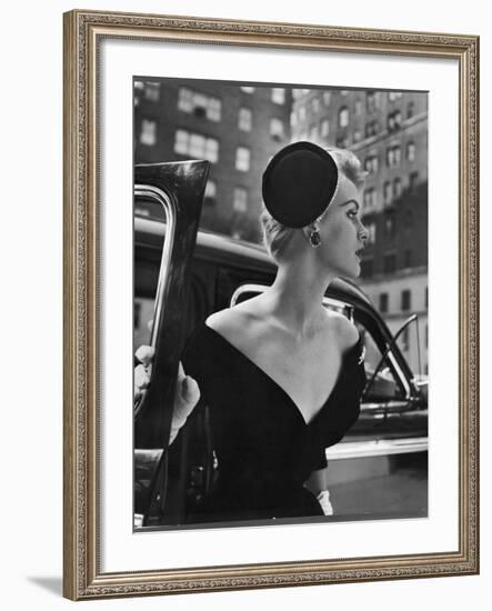 Jeweled Stay Put Cocktail Hat at Reckless Angle-Nina Leen-Framed Photographic Print