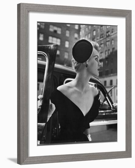 Jeweled Stay Put Cocktail Hat at Reckless Angle-Nina Leen-Framed Photographic Print