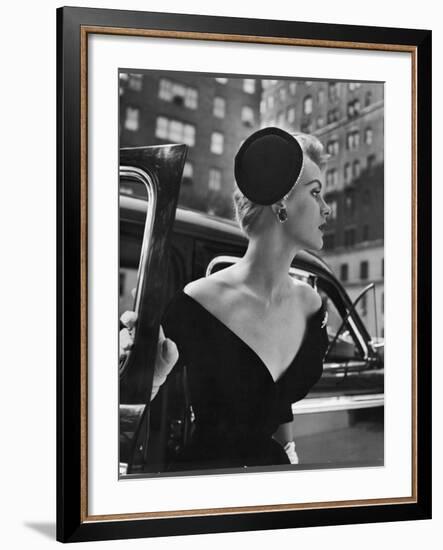 Jeweled Stay Put Cocktail Hat at Reckless Angle-Nina Leen-Framed Photographic Print