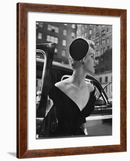 Jeweled Stay Put Cocktail Hat at Reckless Angle-Nina Leen-Framed Photographic Print