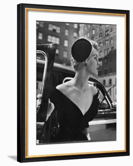 Jeweled Stay Put Cocktail Hat at Reckless Angle-Nina Leen-Framed Photographic Print