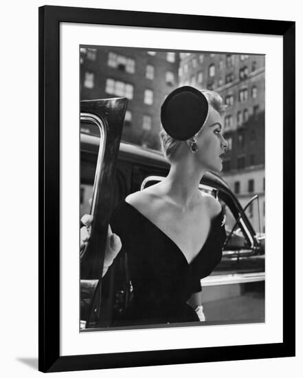 Jeweled Stay Put Cocktail Hat at Reckless Angle-Nina Leen-Framed Photographic Print