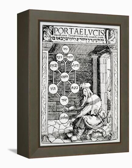 Jewish Cabbalist Holding a Sephiroth, Copy of an Illustration from "Portae Lucis"-null-Framed Premier Image Canvas