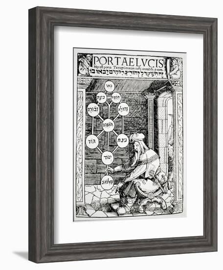 Jewish Cabbalist Holding a Sephiroth, Copy of an Illustration from "Portae Lucis"-null-Framed Giclee Print