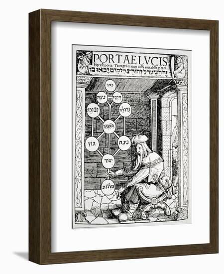 Jewish Cabbalist Holding a Sephiroth, Copy of an Illustration from "Portae Lucis"-null-Framed Giclee Print