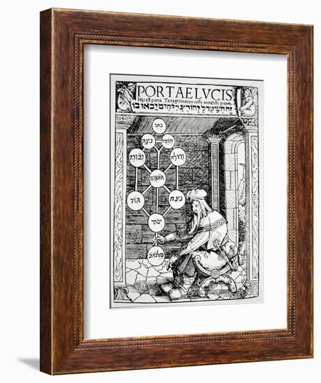 Jewish Cabbalist Holding a Sephiroth, Copy of an Illustration from "Portae Lucis"-null-Framed Giclee Print