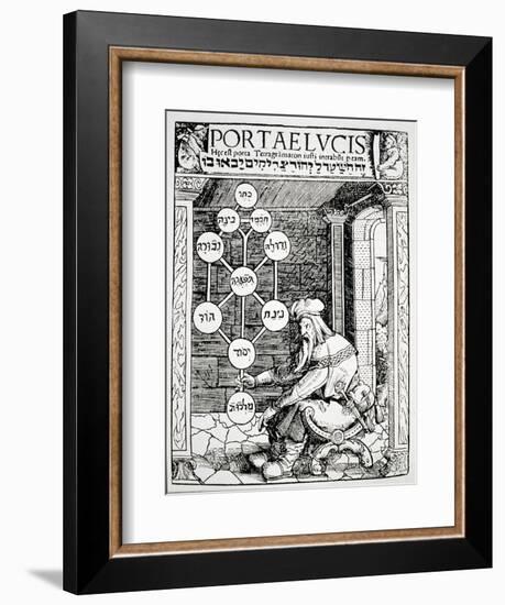 Jewish Cabbalist Holding a Sephiroth, Copy of an Illustration from "Portae Lucis"-null-Framed Giclee Print