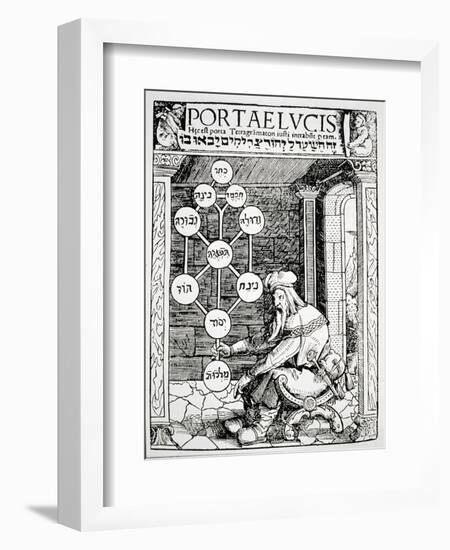 Jewish Cabbalist Holding a Sephiroth, Copy of an Illustration from "Portae Lucis"-null-Framed Giclee Print