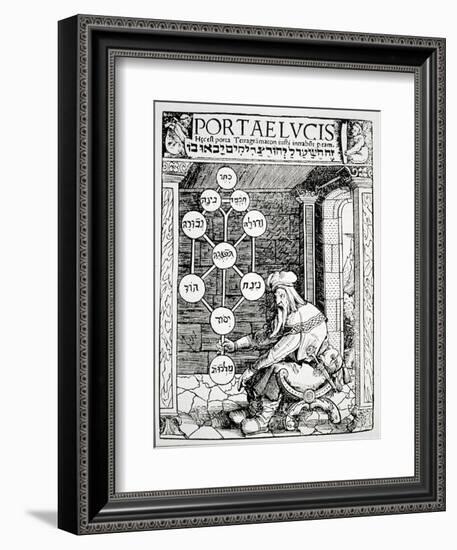 Jewish Cabbalist Holding a Sephiroth, Copy of an Illustration from "Portae Lucis"-null-Framed Giclee Print