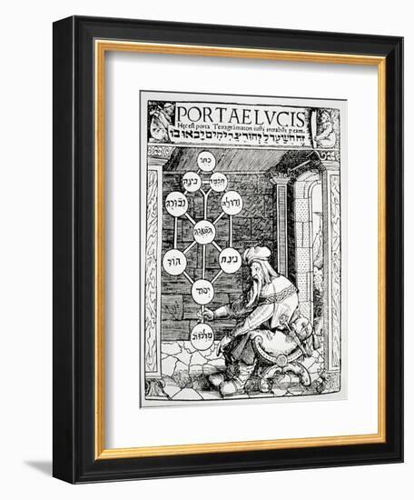 Jewish Cabbalist Holding a Sephiroth, Copy of an Illustration from "Portae Lucis"-null-Framed Giclee Print